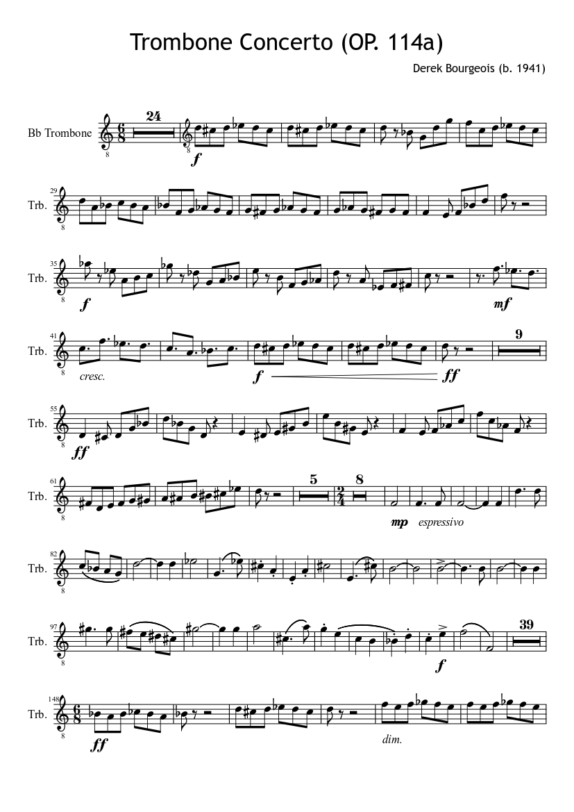 トロンボーン協奏曲 (OP. 114a): デレク・ブルジョワ 楽譜 トロン