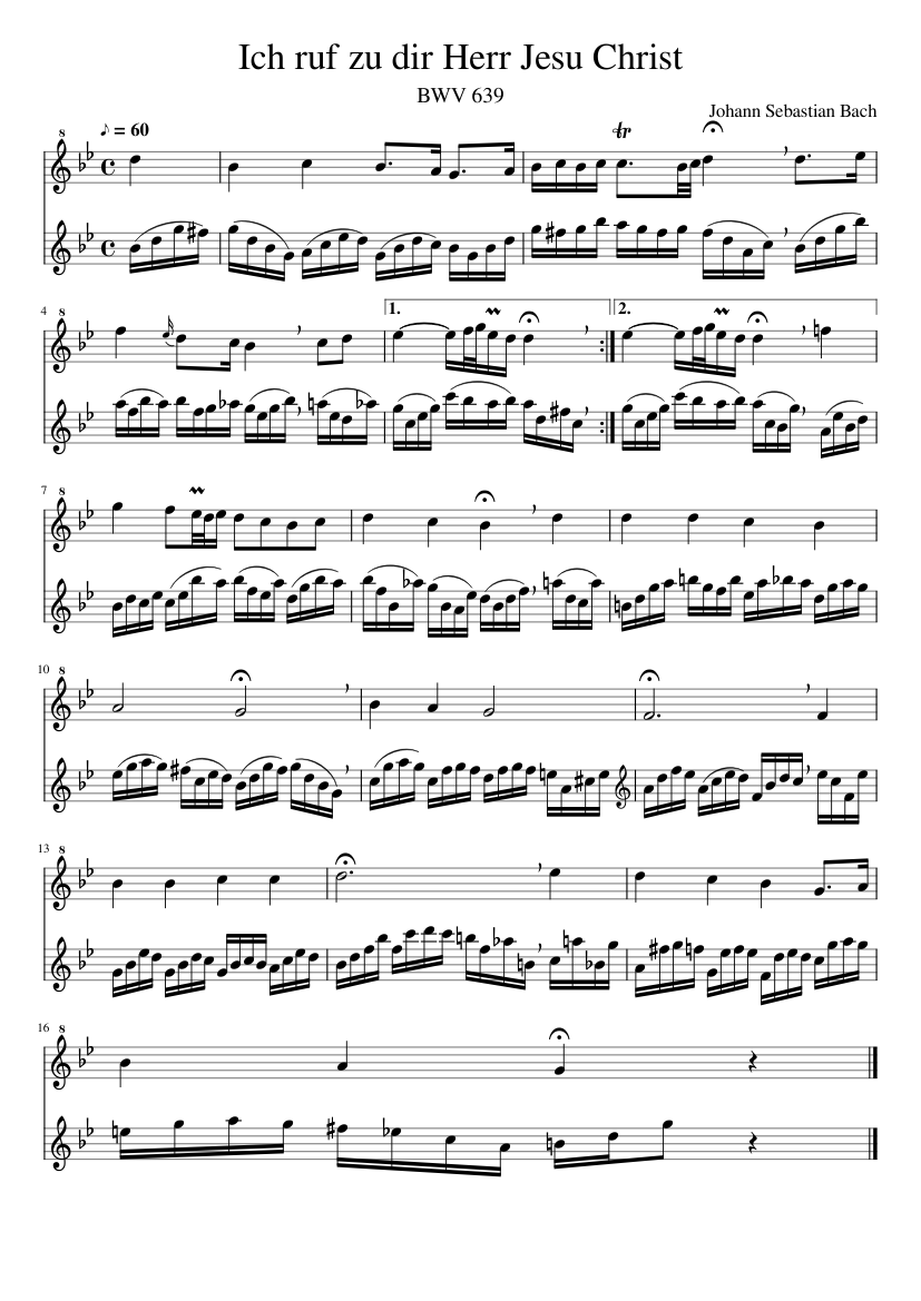 Ich ruf zu dir Herr Jesu Christ BWV 639