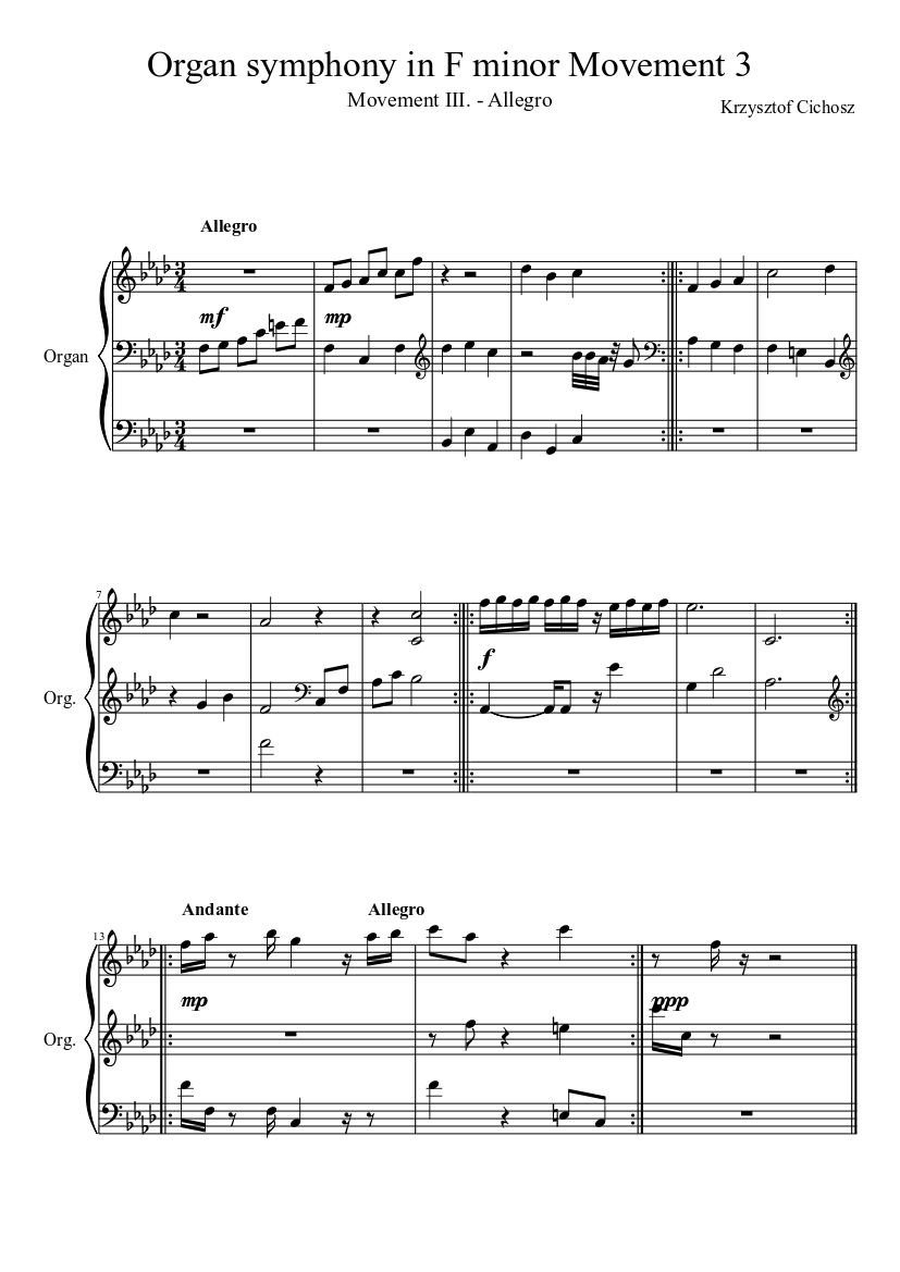 Organ symphony in F minor Movement 3