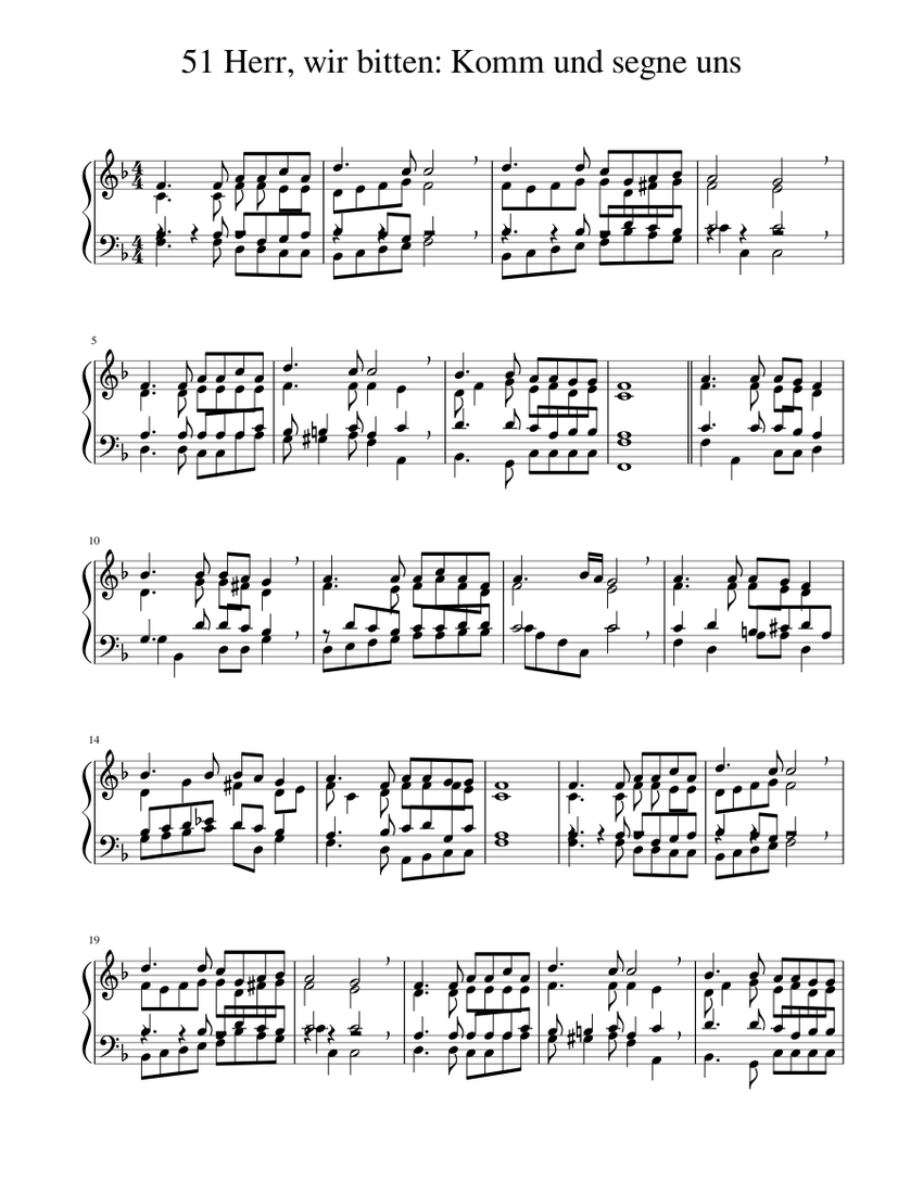 51 Herr, wir bitten: Komm und segne uns Sheet music for Piano (Solo) |  Musescore.com