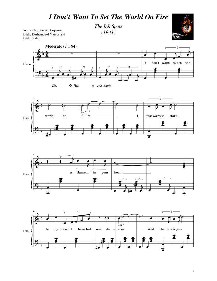 I Don t Want To Set The World On Fire The Ink Spots Sheet Music For