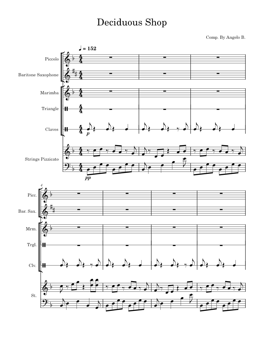 Deciduous Shop Sheet music for Oboe, Saxophone baritone, Drum group ...