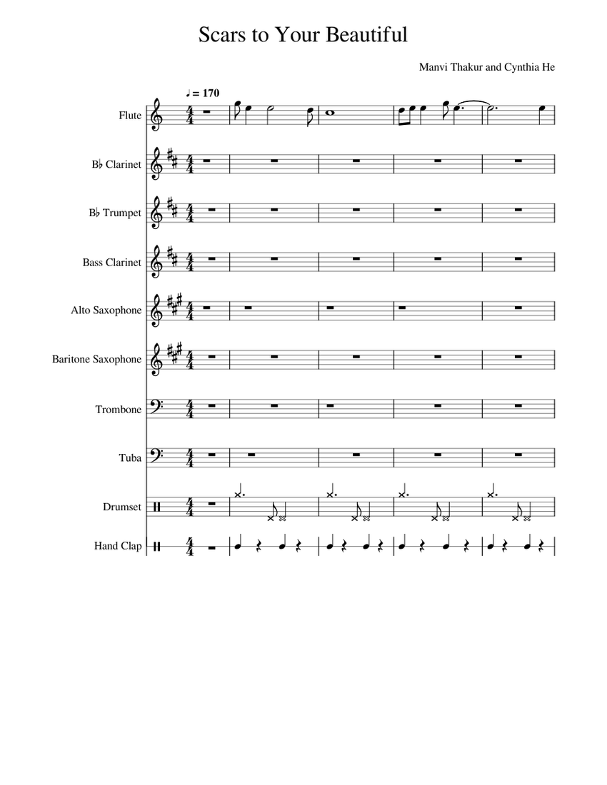 Scars To Your Beautiful Sheet music for Trombone, Tuba, Flute,