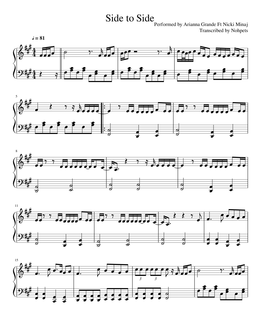 Side to side Sheet music for Piano (Solo) | Musescore.com