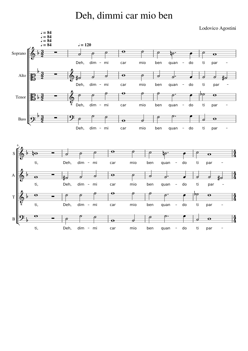 Deh dimmi car mio ben