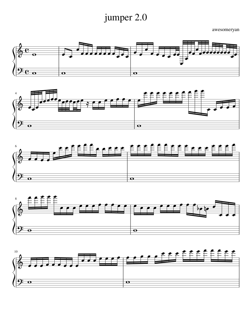 jumper 2.0 Sheet music for Piano (Solo) | Musescore.com