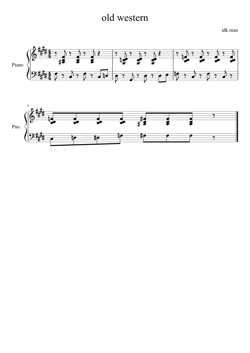 old western Sheet music for Piano (Solo) | Musescore.com