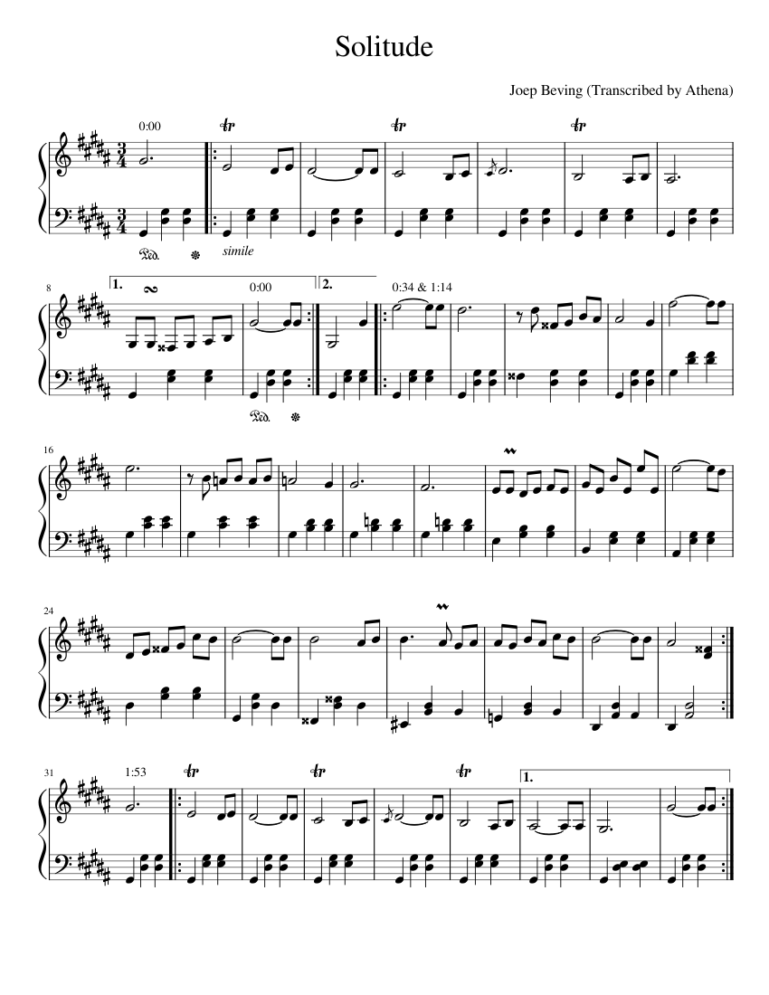 Solitude Joep Beving Sheet Music For Piano Solo Musescore Com Please find below the only official sheet music of joep beving trilogy. joep beving sheet music for piano solo