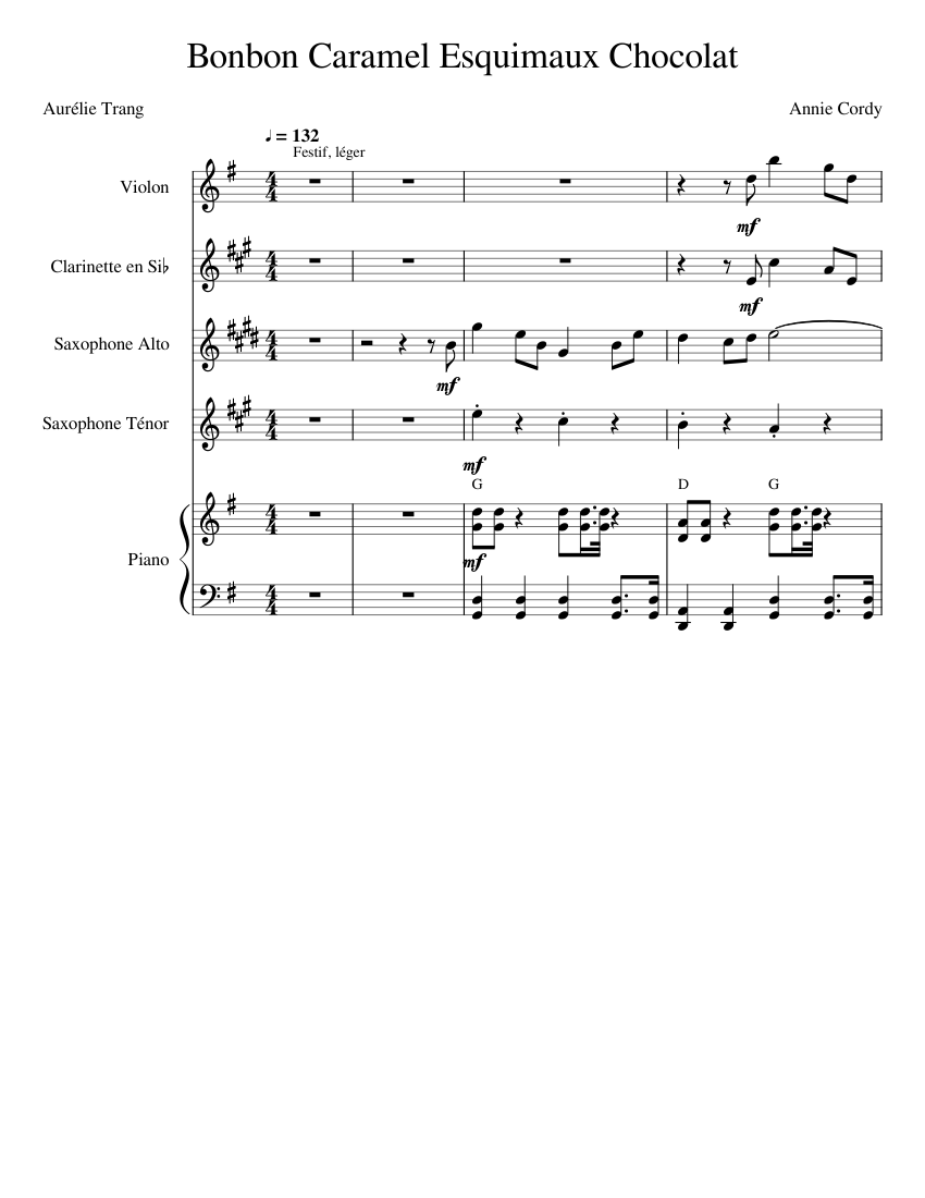 Bonbon Caramel Esquimaux Chocolat (Annie Cordy) Sheet music for Piano