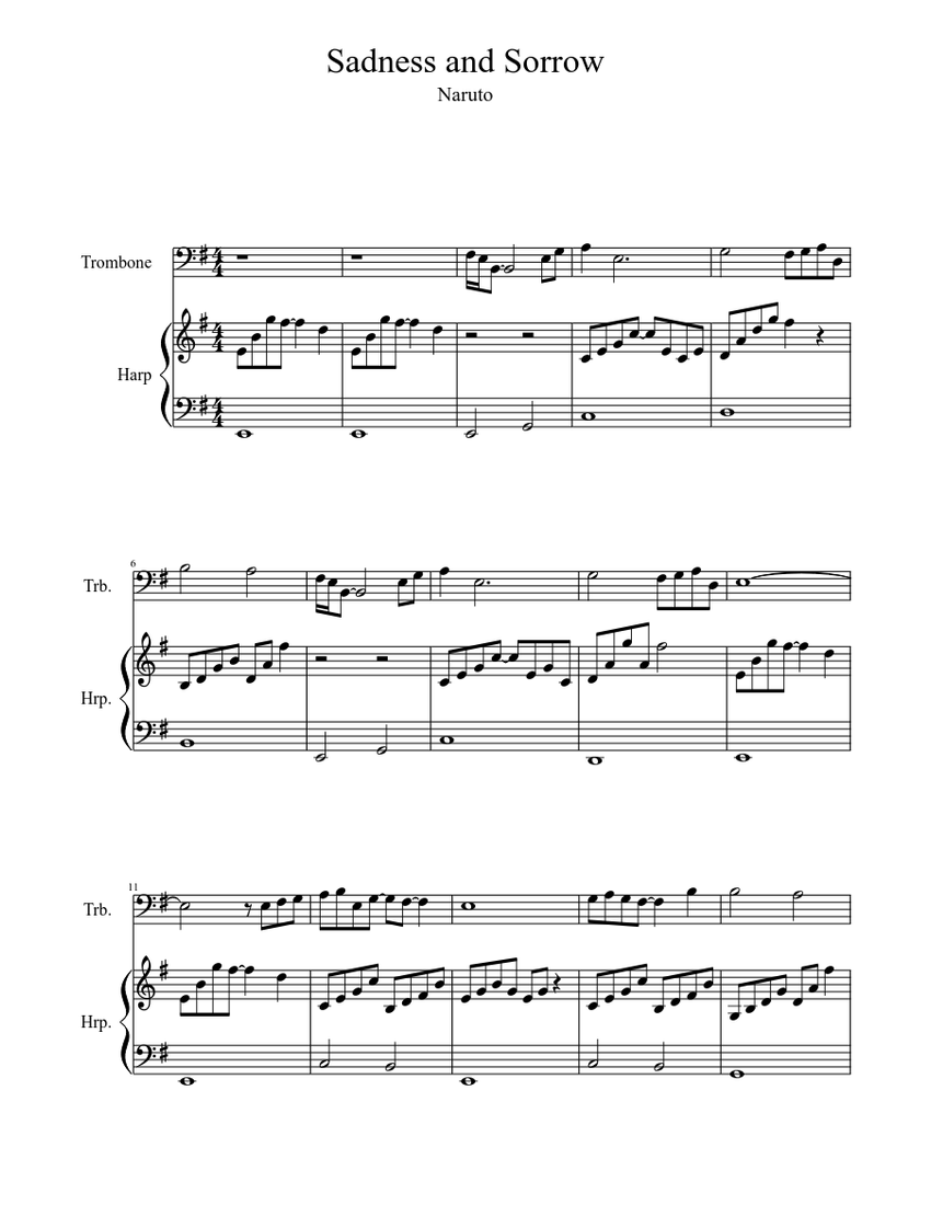 Sadness And Sorrow Naruto Ost Sheet Music For Trombone Harp Mixed Duet Musescore Com Hasil diatas adalah hasil pencarian dari anda naruto sad soundtrack mp3 dan menurut kami yang paling cocok adalah naruto sad. sadness and sorrow naruto ost sheet