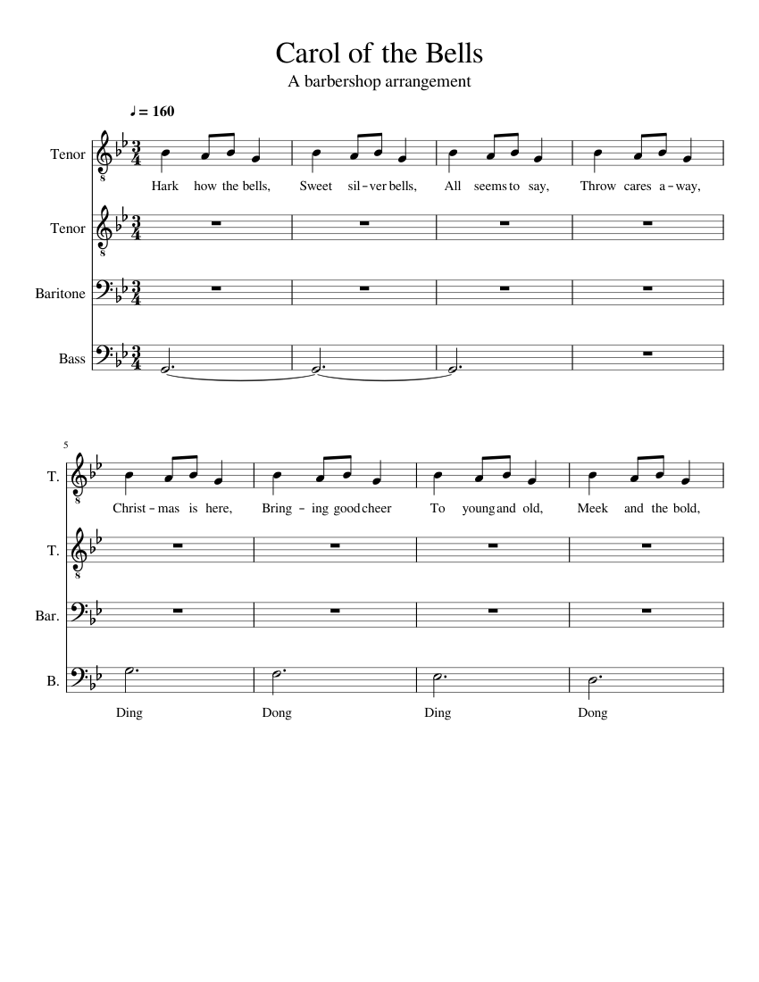 Carol of the Bells Sheet music for Bass guitar (Solo) | Musescore.com