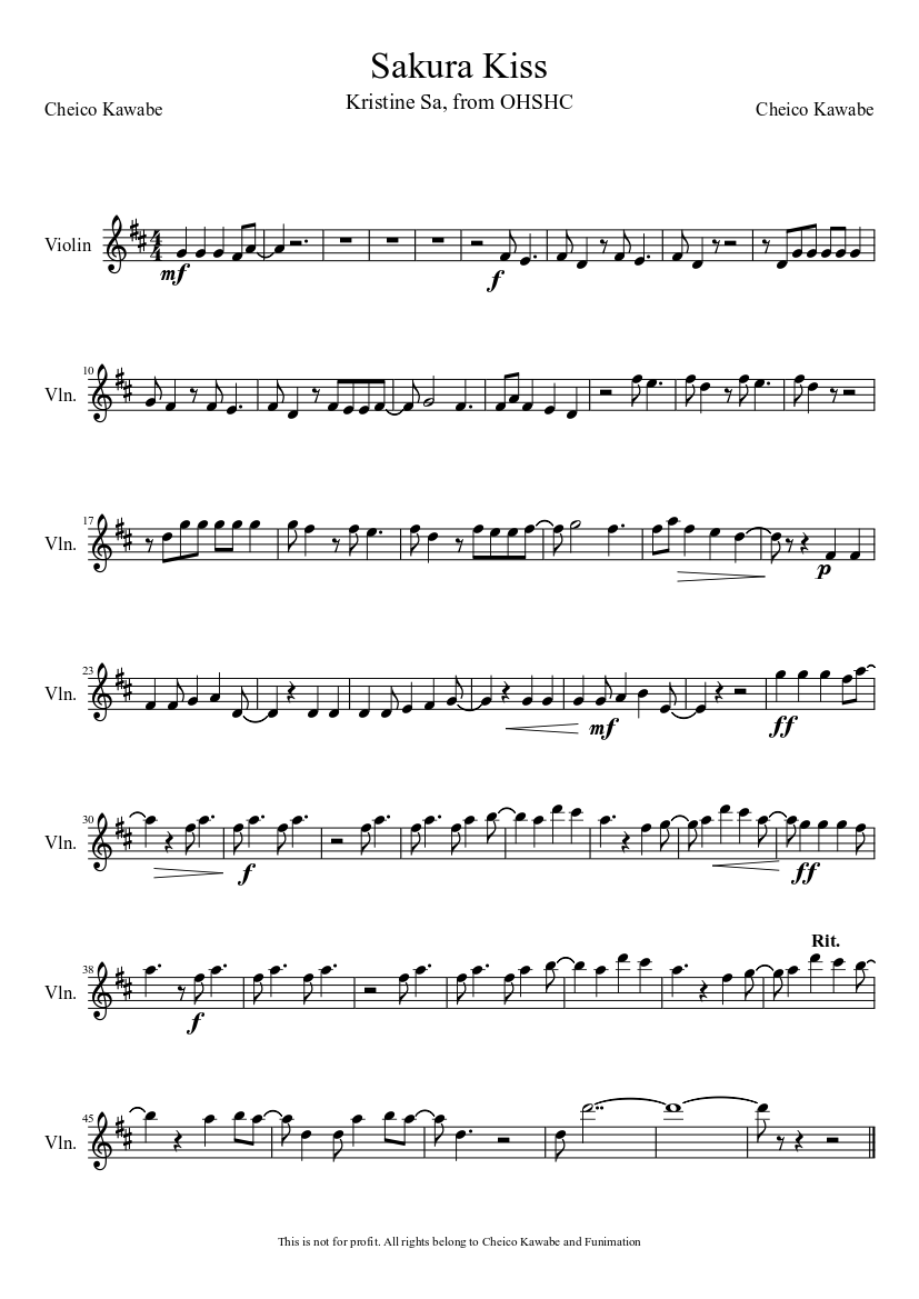 Sakura Kiss (violin solo) Sheet music for Violin (Solo) | Musescore.com