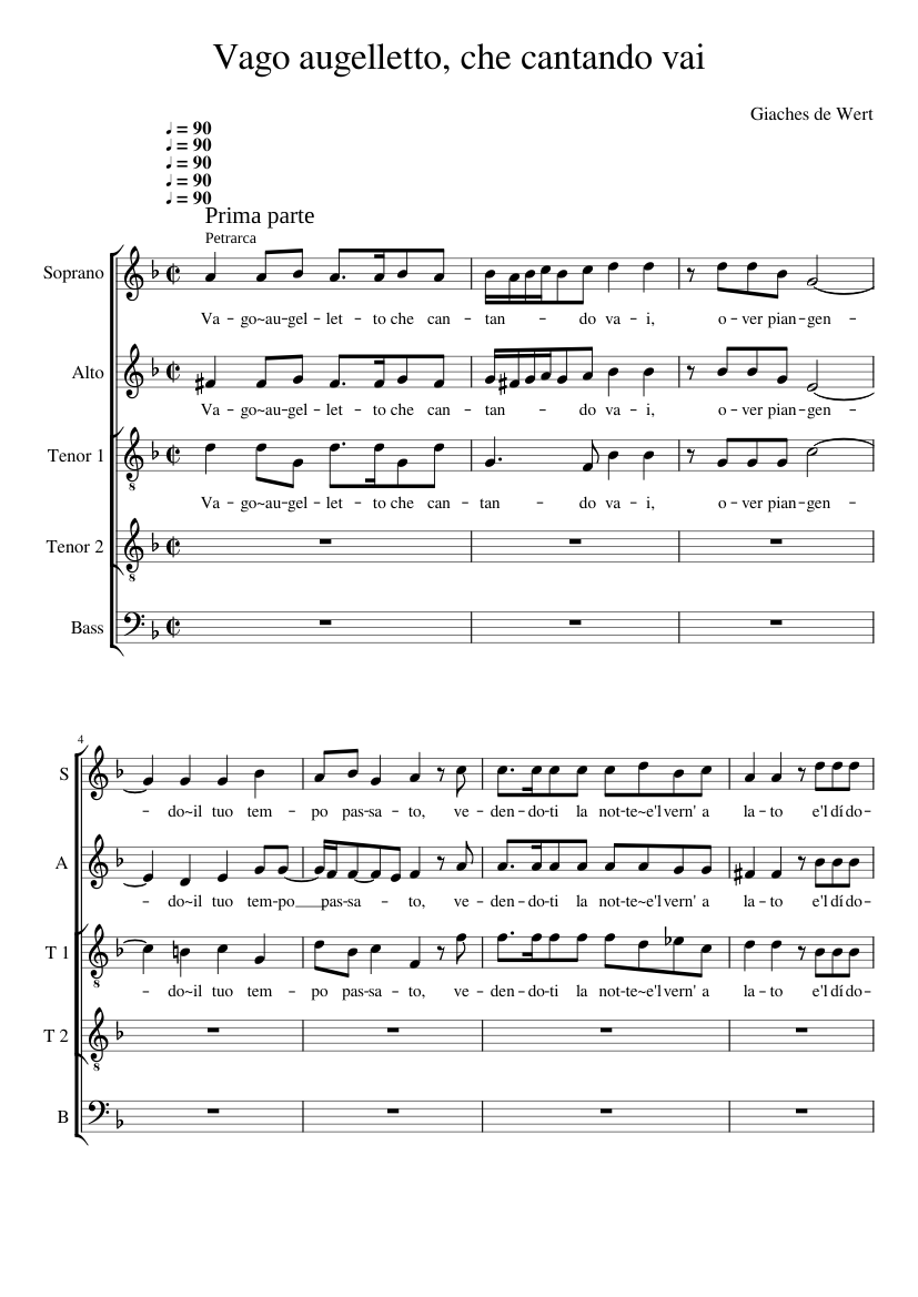 Vago augelletto che cantando vai