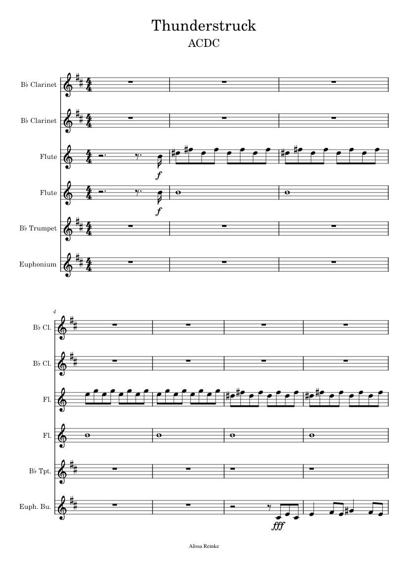 Thunderstruck – AC/DC Thunderstruck Sheet music for Euphonium, Flute ...