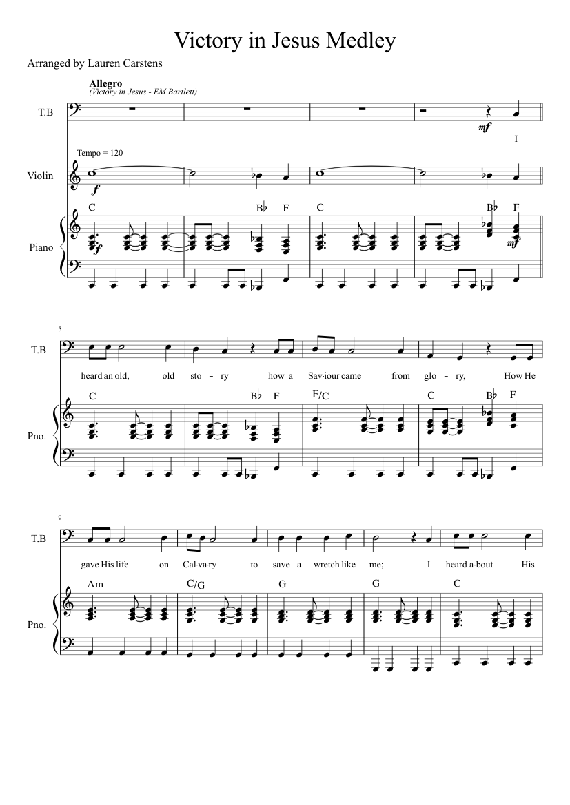 Victory in Jesus Medley Sheet music for Piano, Violin (Solo ...