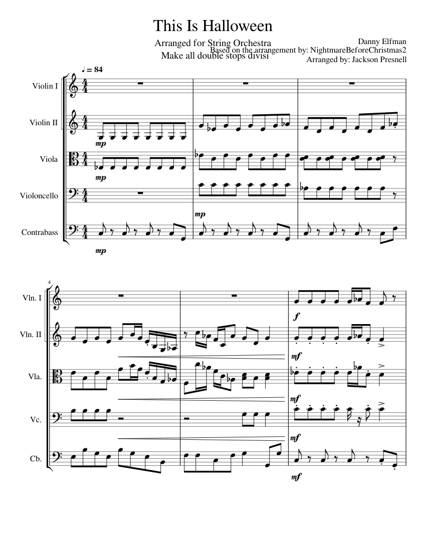 This Is Halloween Sheet music for Violin, Cello, Viola, Contrabass