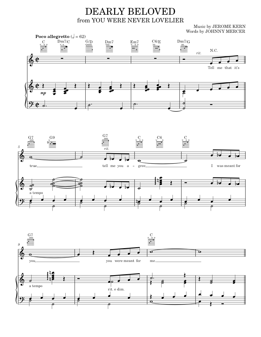 Dearly Beloved Sheet music for Piano, Vocals by Jerome Kern Official