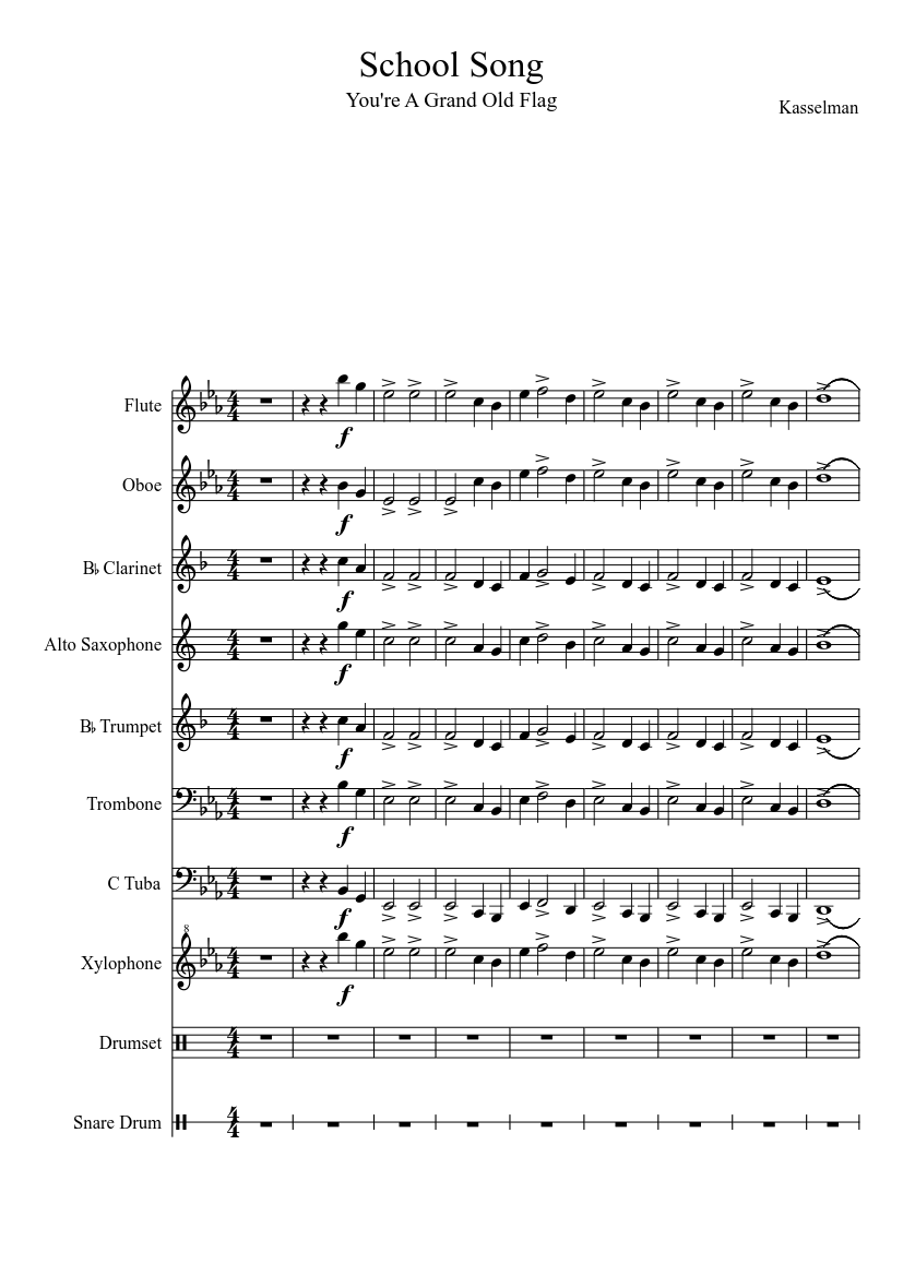 School Song You re A Grand Old Flag Sheet Music For Trombone Tuba School song you re a grand old flag sheet music for trombone tuba