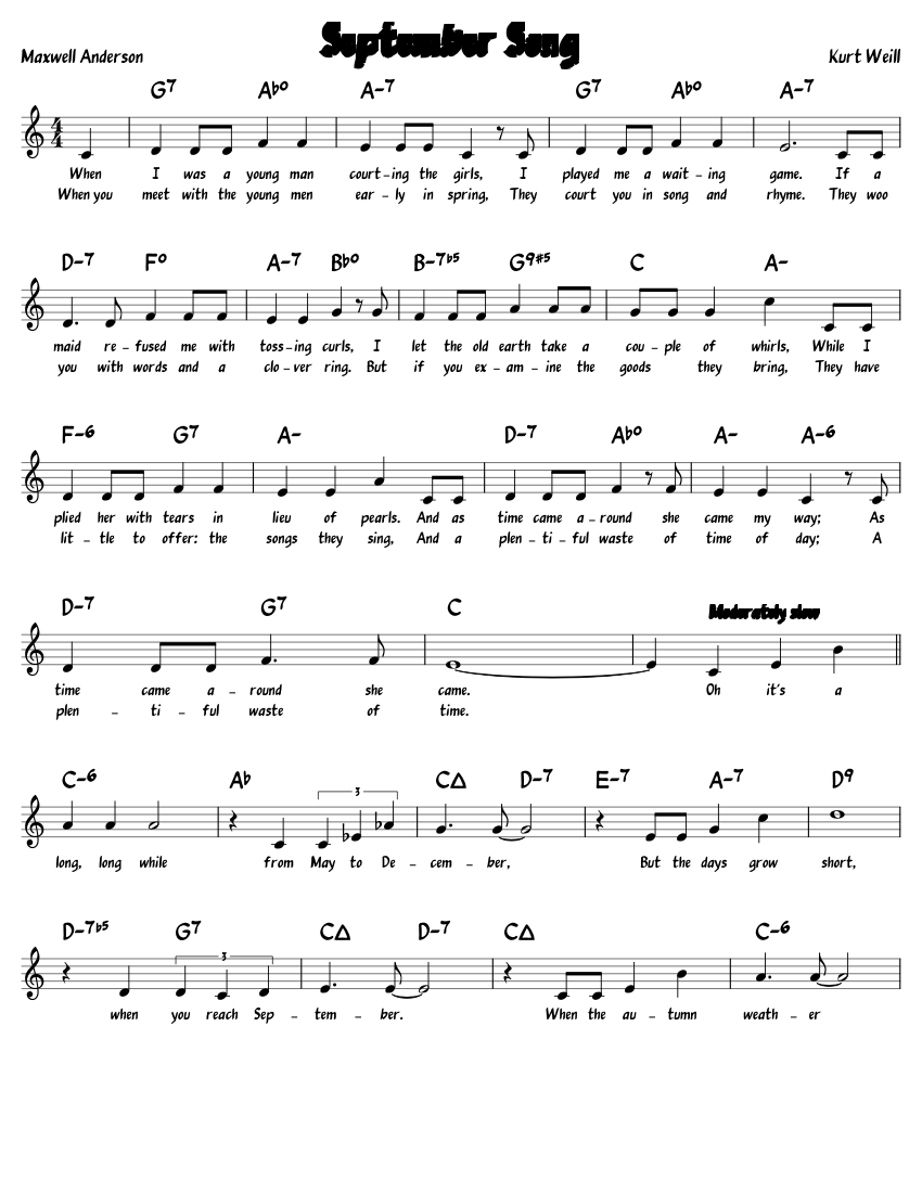 September Song Sheet music for Piano (Solo) | Musescore.com