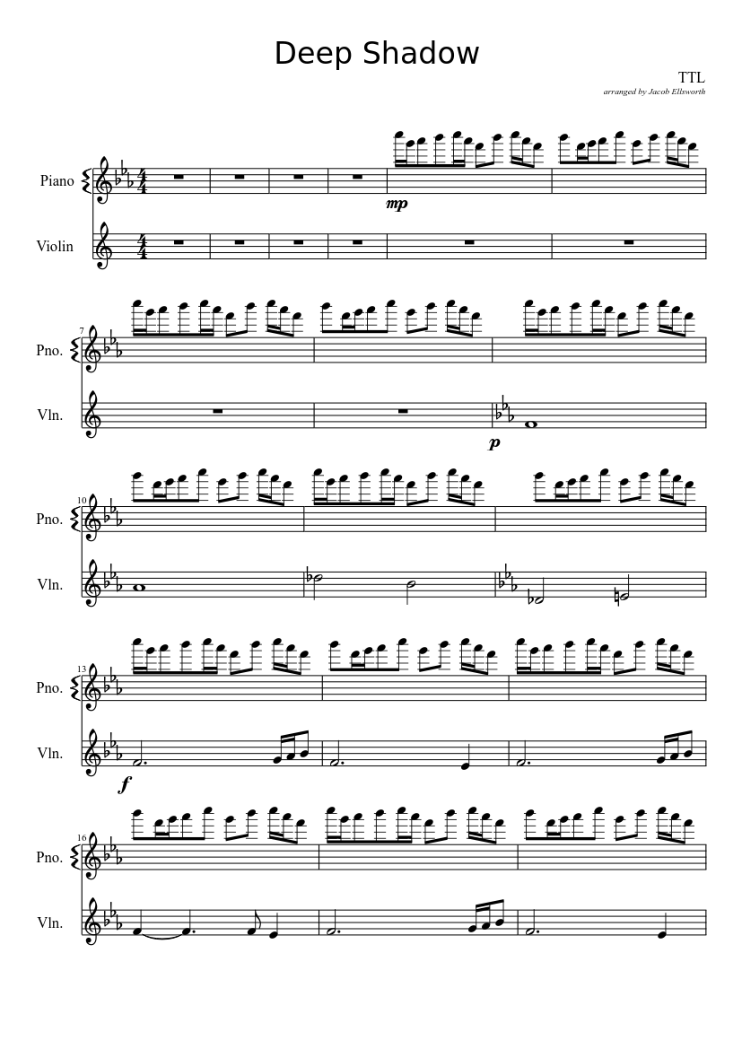 Deep Shadow Sheet music for Piano, Violin (Solo) | Musescore.com