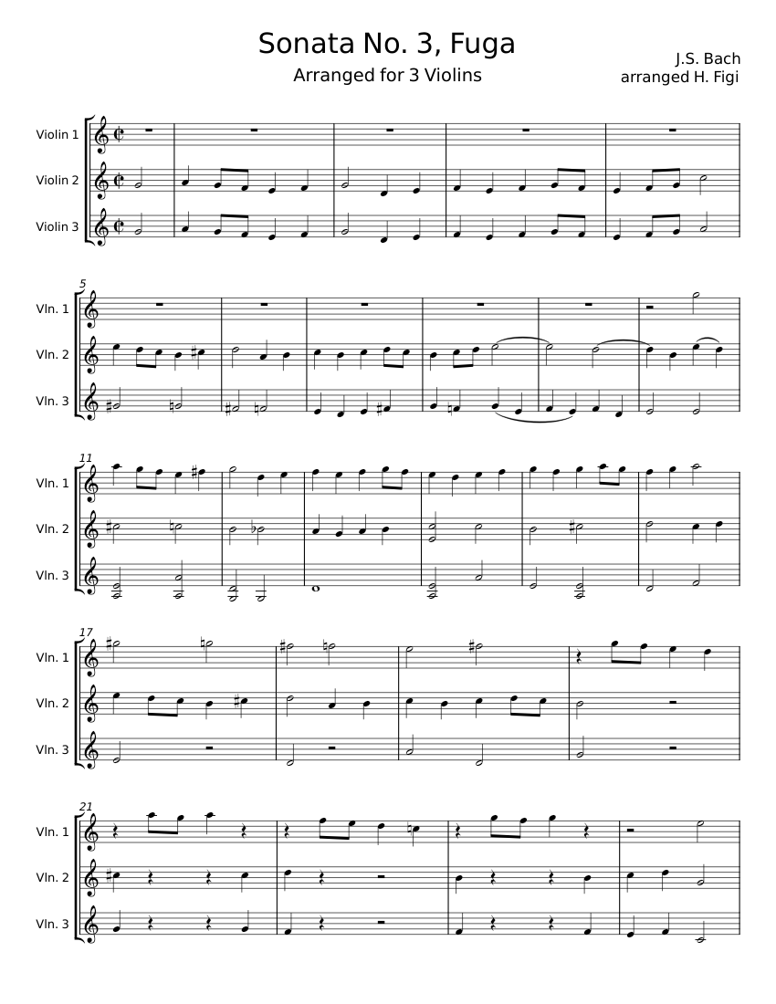 Violin Sonata No.3 in C major, BWV 1005 - Johann Sebastian Bach Sheet ...