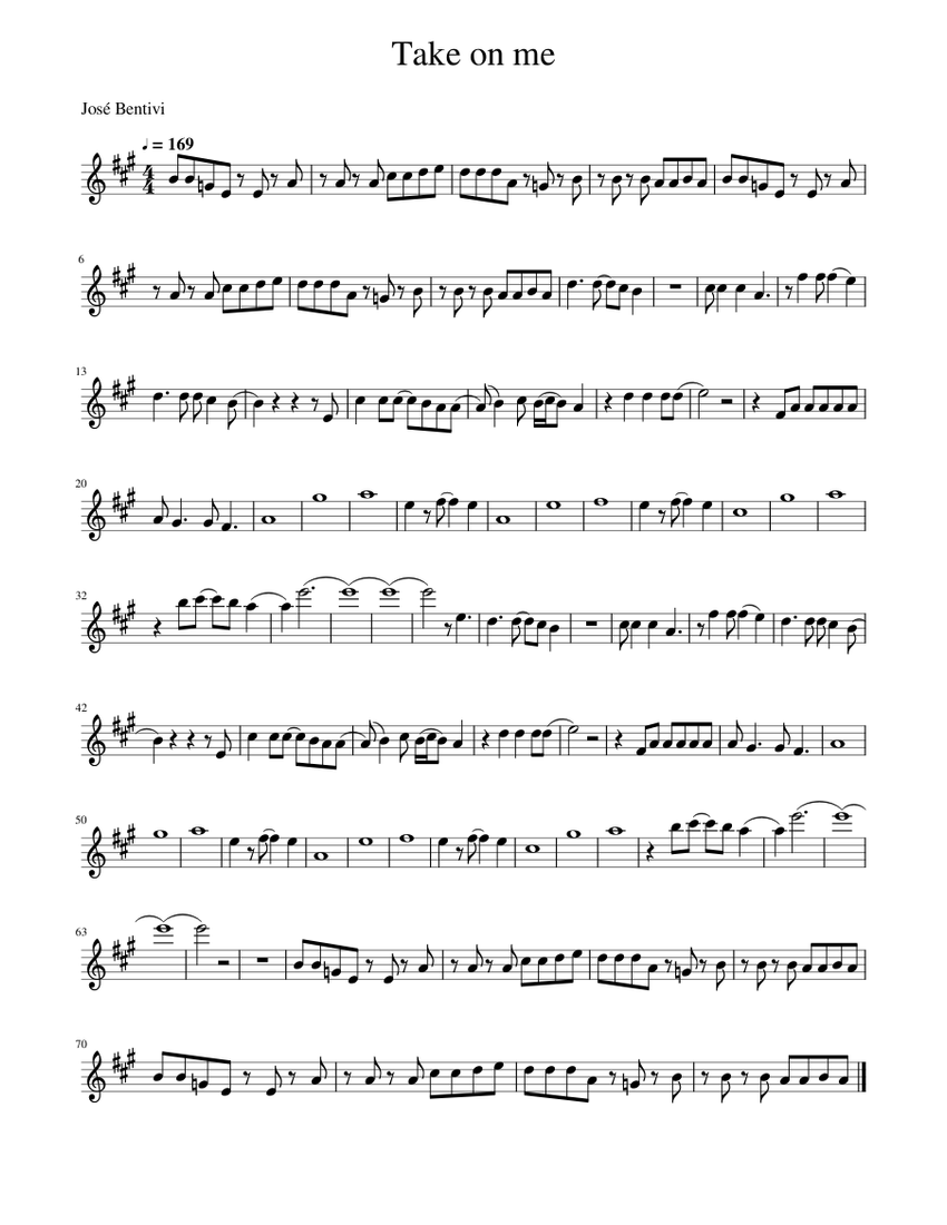 Take on me Sheet music for Flute (Solo)