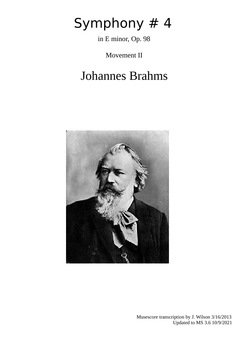 Brahms Symphony #4 second movement Sheet Music for Flute, Oboe