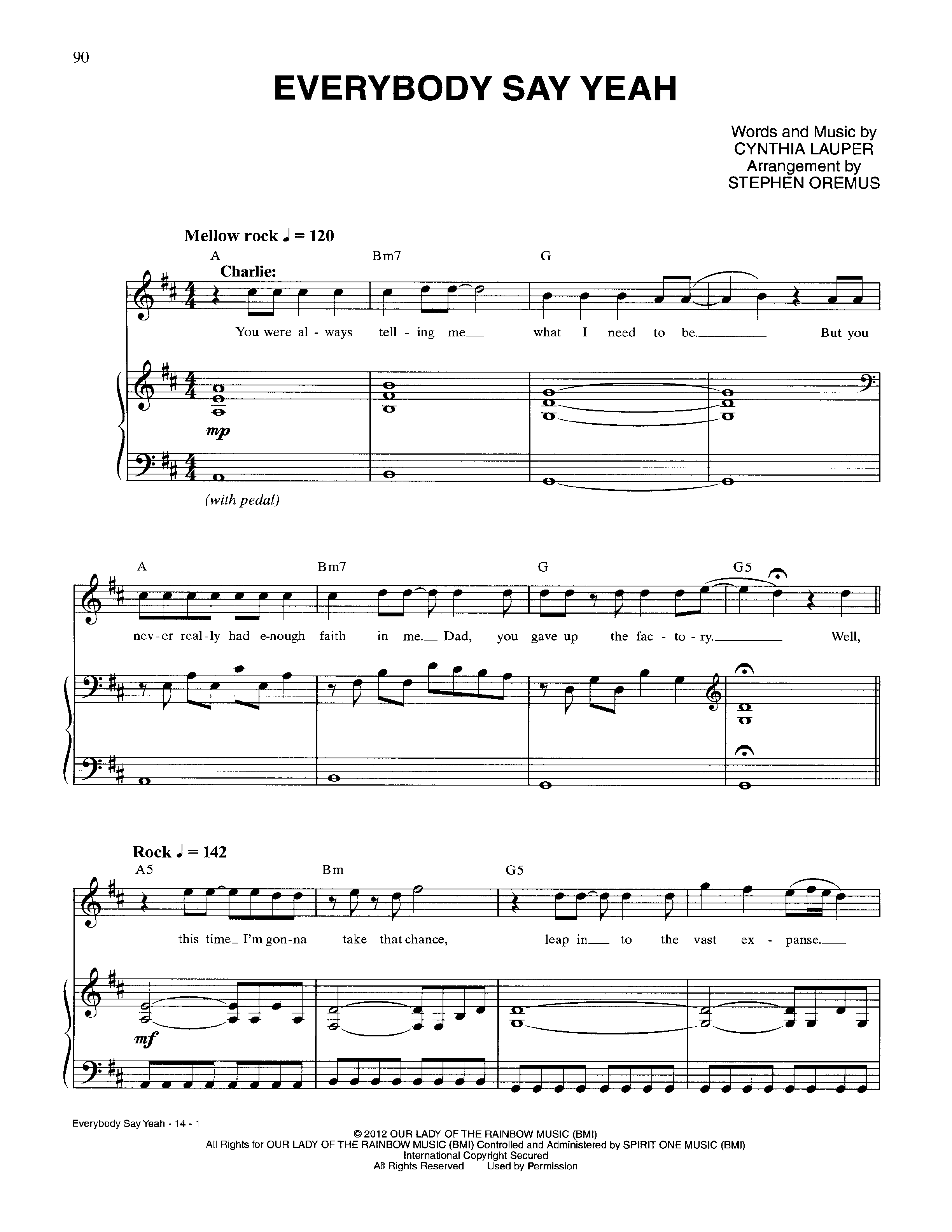 Play Official version of Everybody Say Yeah Sheet Music by Cyndi Lauper ...