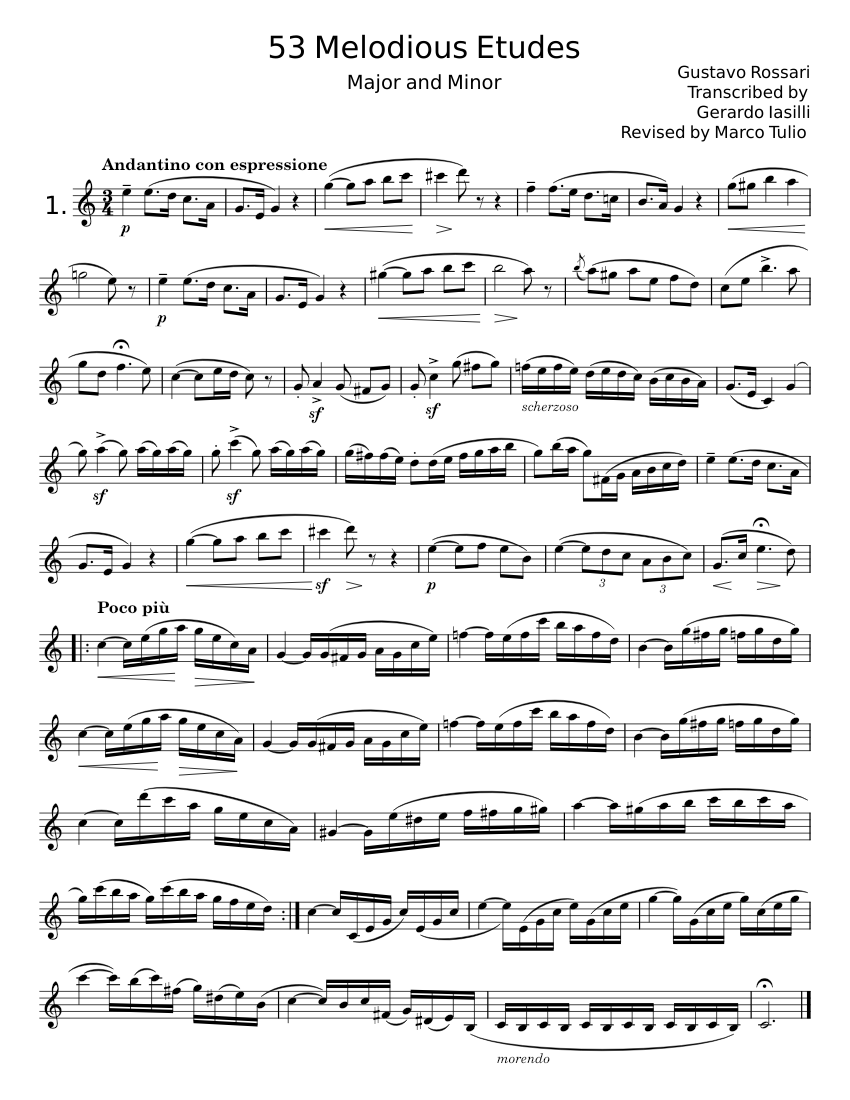 53 Melodious Etudes - Gustavo Rossari Sheet Music for Piano (Solo) Easy ...