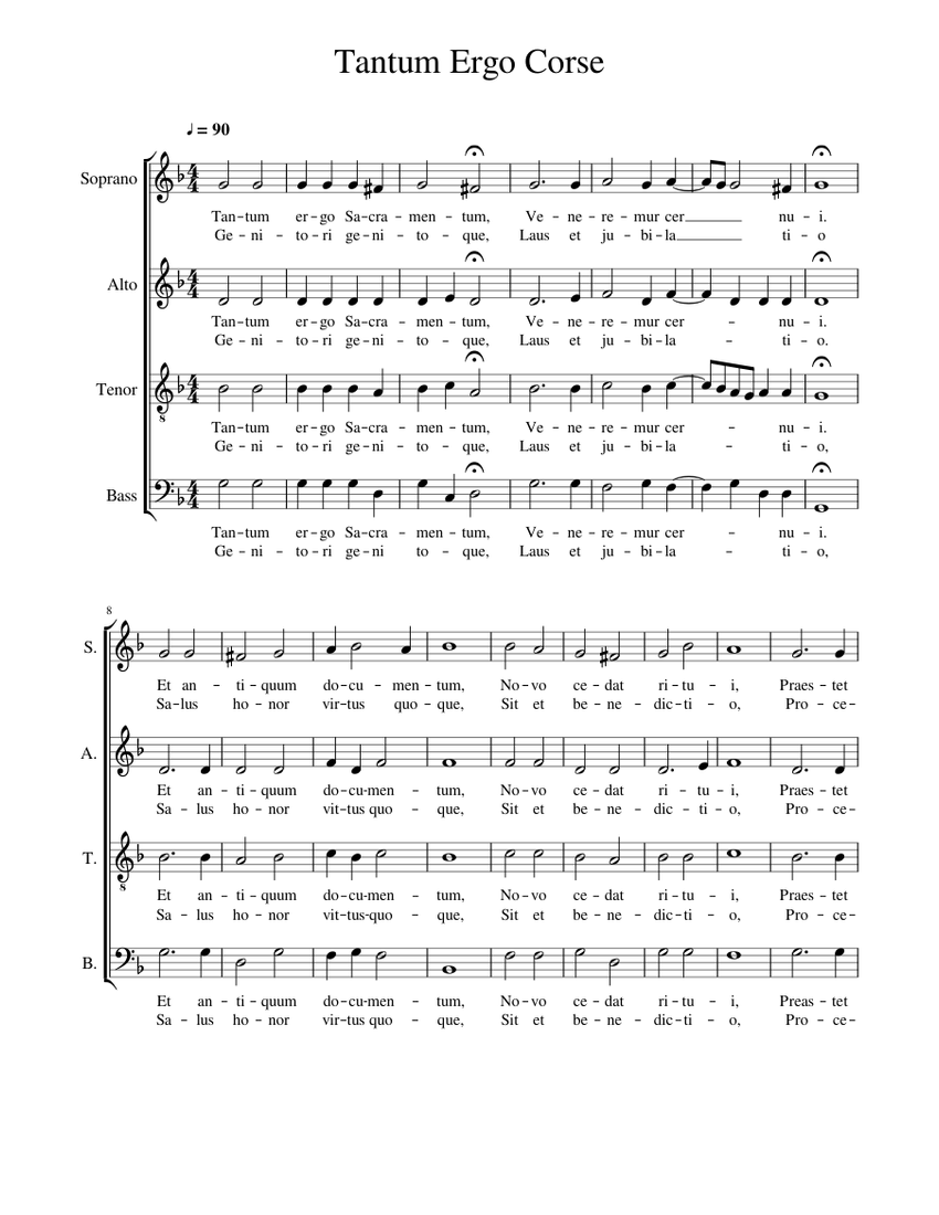 Tantum Ergo Corse Sheet music for Soprano, Alto, Tenor, Bass voice ...