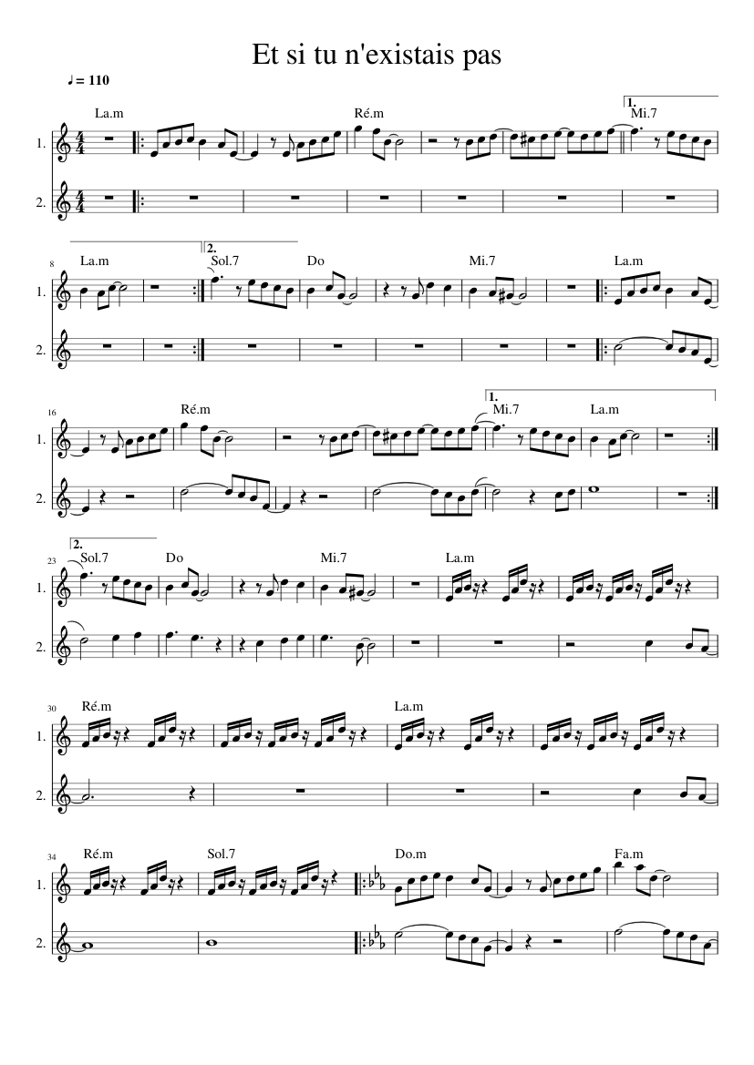 Et Si Tu N Existais Pas Sheet Music For Trumpet In C Accordion Mixed Duet Musescore Com