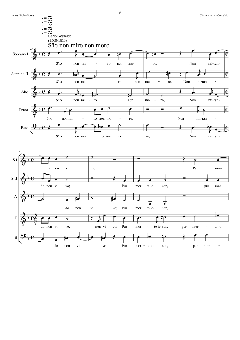 S'io non miro non moro