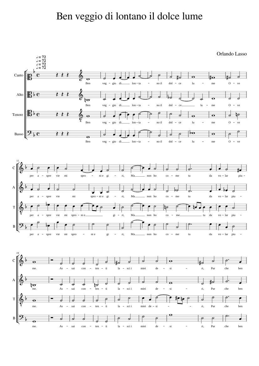 Ben veggio di lontano il dolce lume