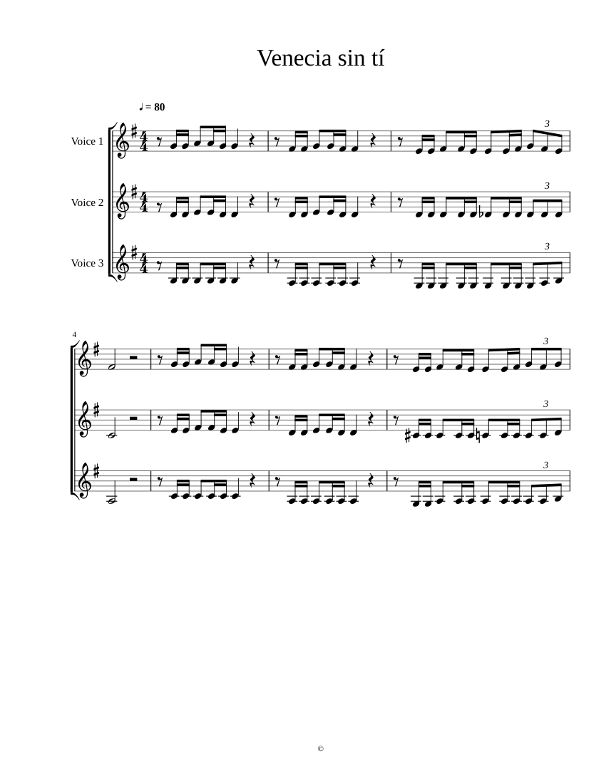 Venecia sin tí Sheet music for Voice (other) (Choral) | Musescore.com
