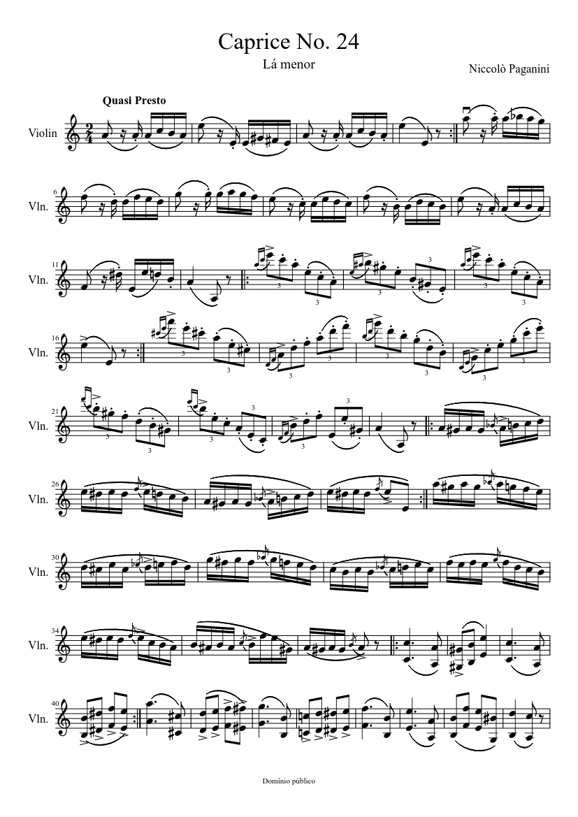 Caprice No. 24 Sheet music for Violin (Solo) | Musescore.com