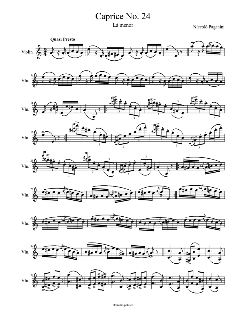 Caprice No. 24 Sheet music for Violin (Solo) | Musescore.com