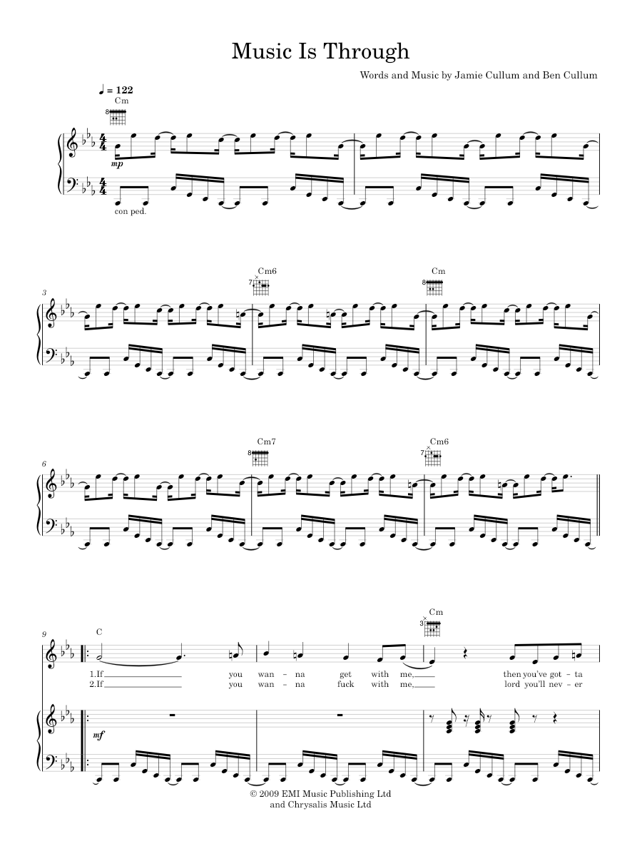 Play Official version of Music Is Through Sheet Music by Jamie Cullum for Piano, Vocals ...