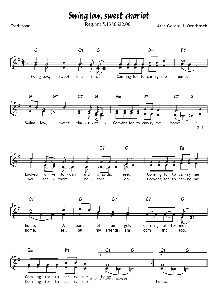 Swing low, sweet chariot Sheet music for Piano (Solo) | Musescore.com