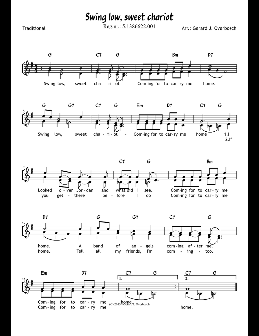 Swing Low, Sweet Chariot Sheet Music For Piano (Solo) | Musescore.com