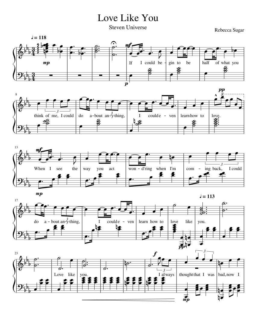 Love Like You {Steven Universe} - Piano Sheet music for Piano (Solo) |  Musescore.com