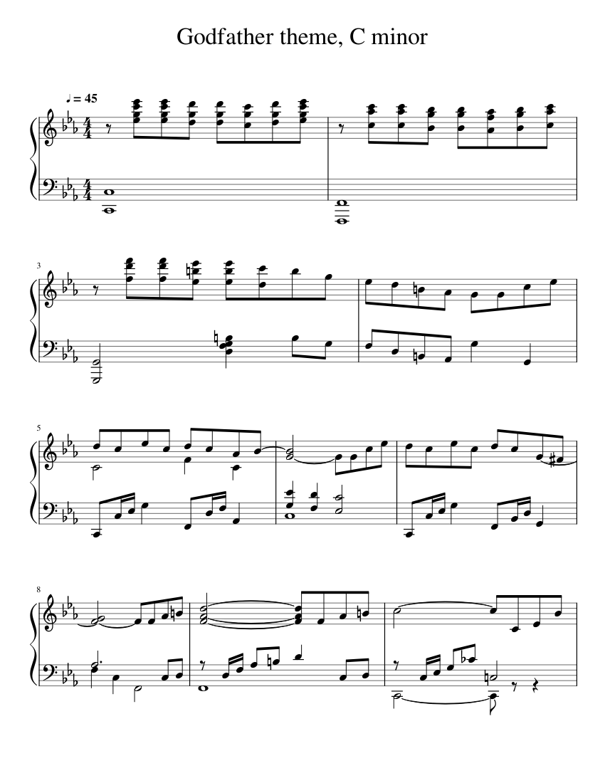 Godfather theme C minor Sheet music for Piano (Solo) | Musescore.com