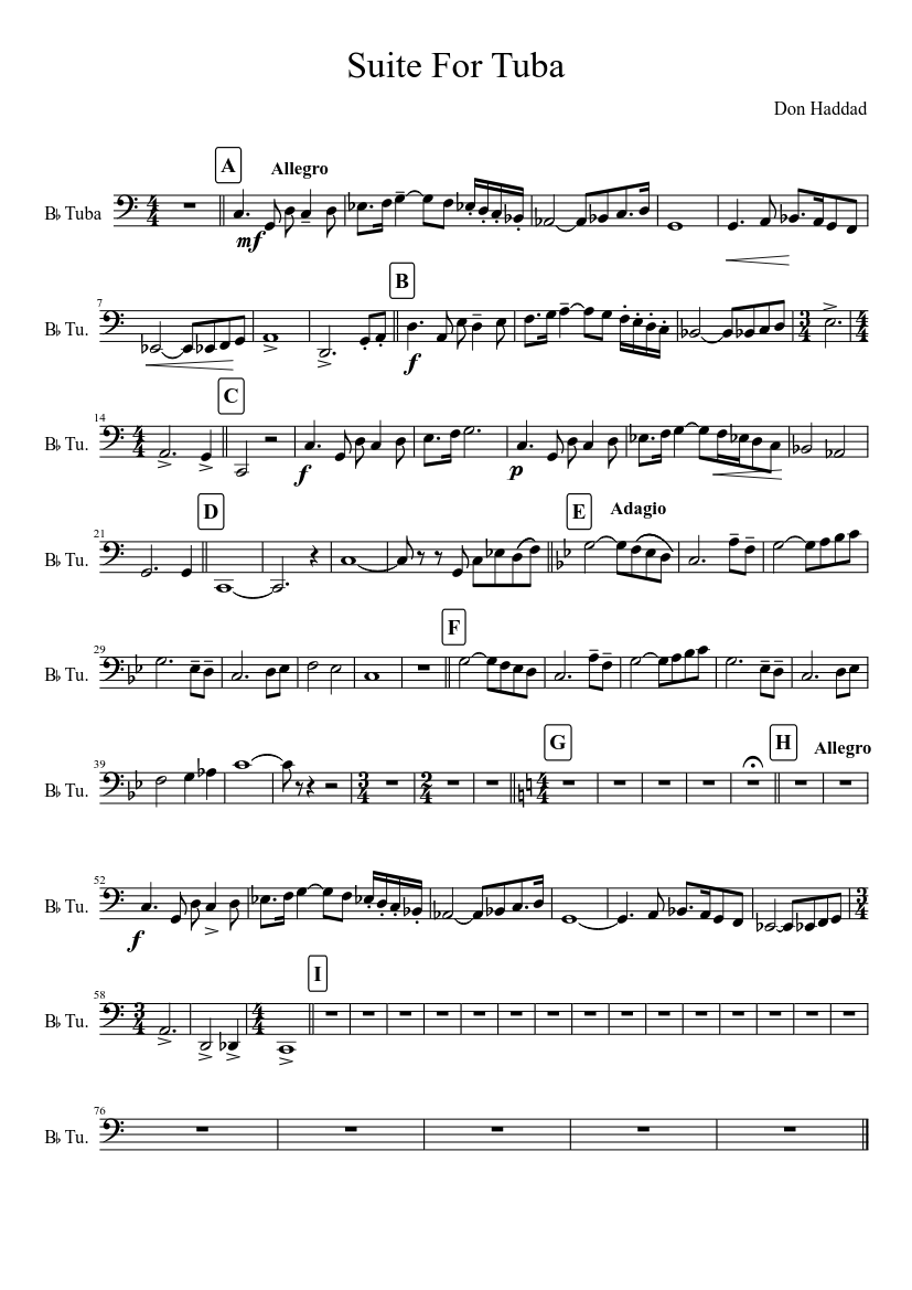 Suite For Tuba Sheet music for Tuba (Solo) | Musescore.com