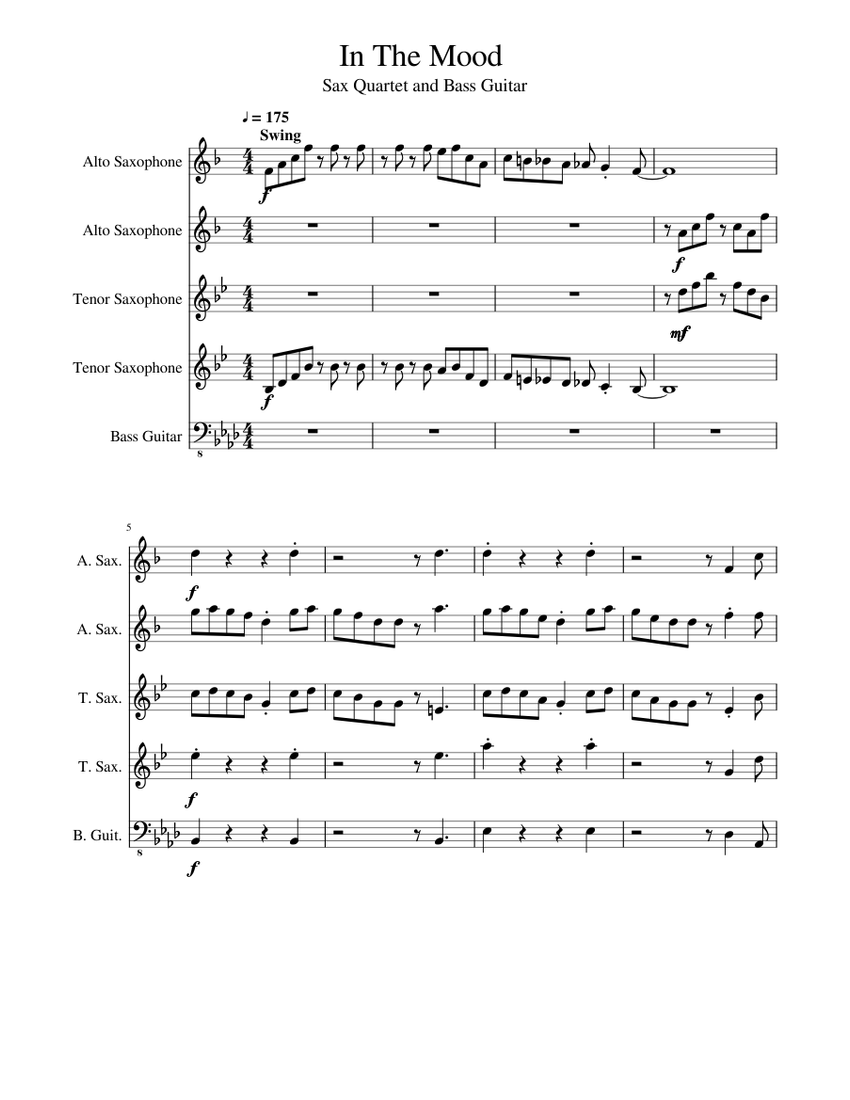 In the mood - piano tutorial