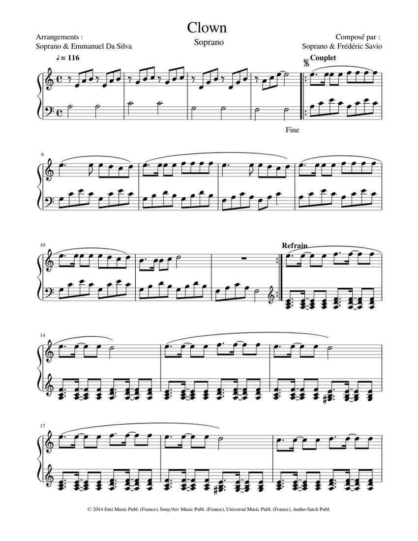 Clown - Soprano Sheet music for Piano (Solo) | Musescore.com