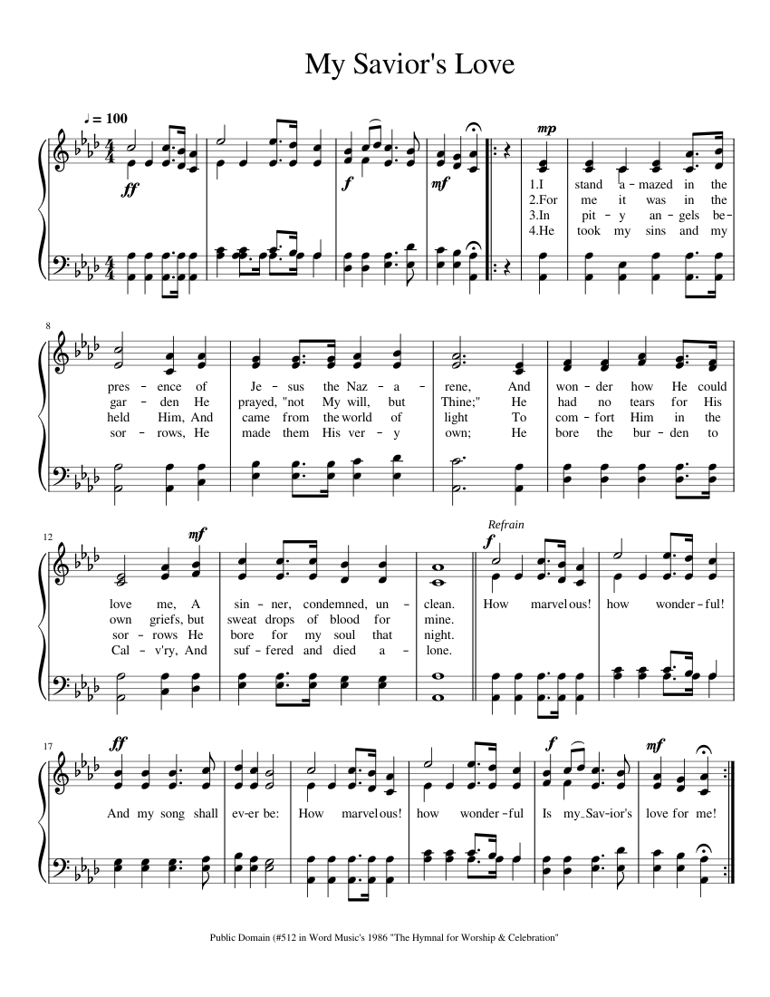 My Savior's Love Sheet music for Piano (Church Choir) Easy | Musescore.com
