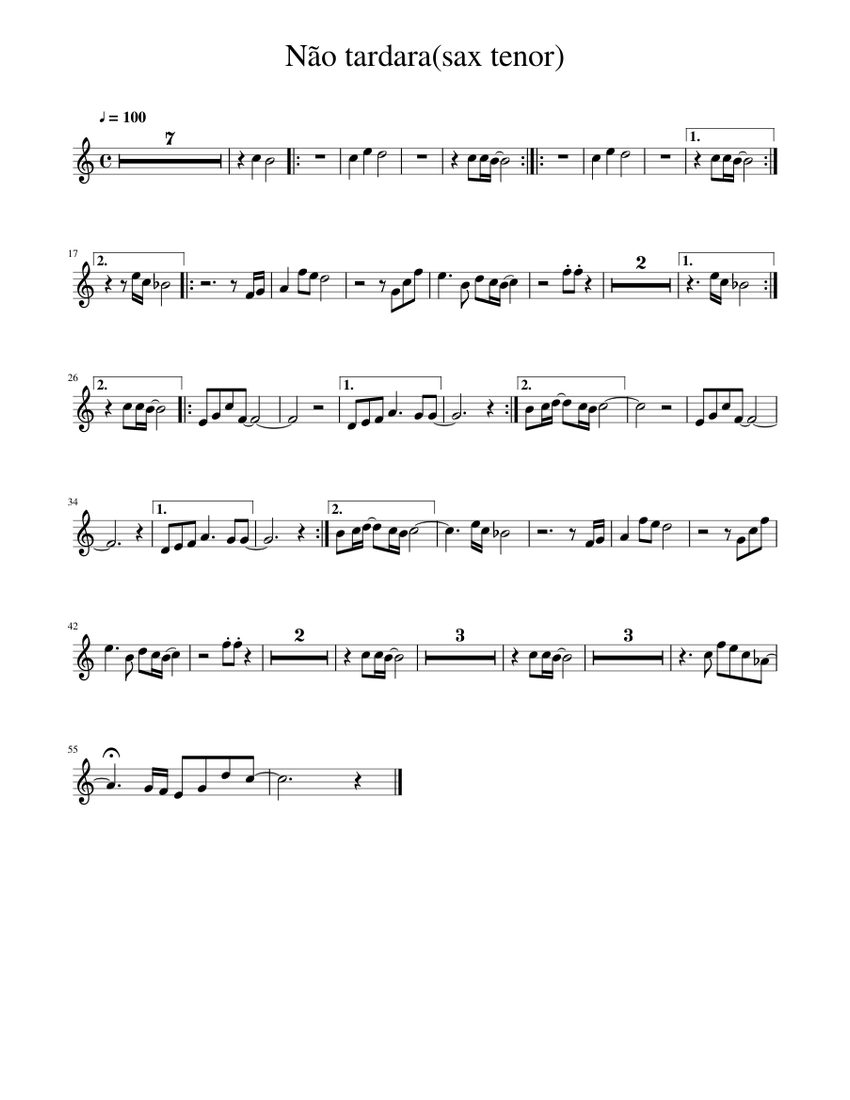 Não tardara(sax tenor) Sheet music for Saxophone (Tenor) (Solo ...