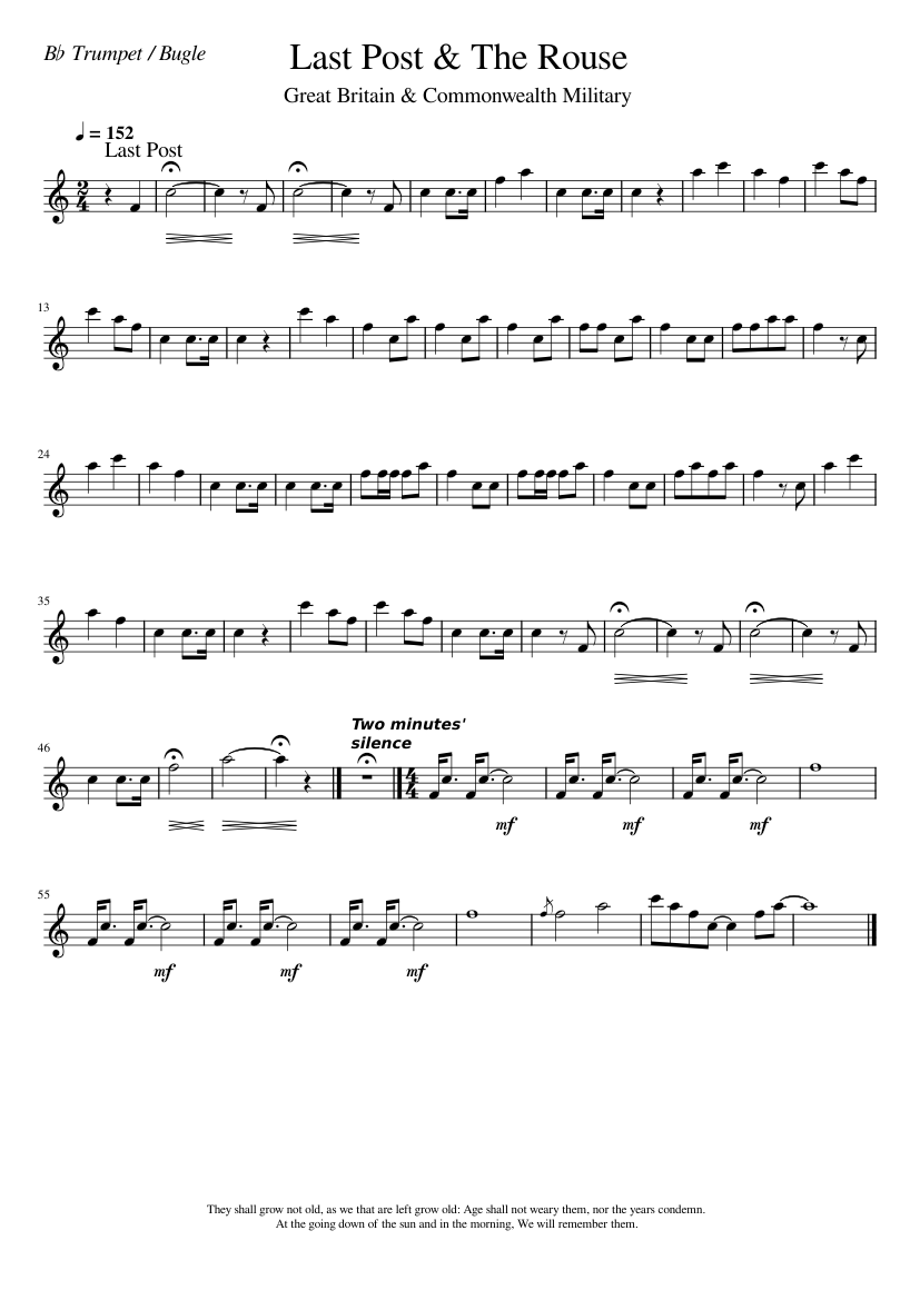 Last Post And The Rouse Sheet Music For Trumpet Other Solo Last Post And The Rouse Sheet Music For Trumpet Other Solo