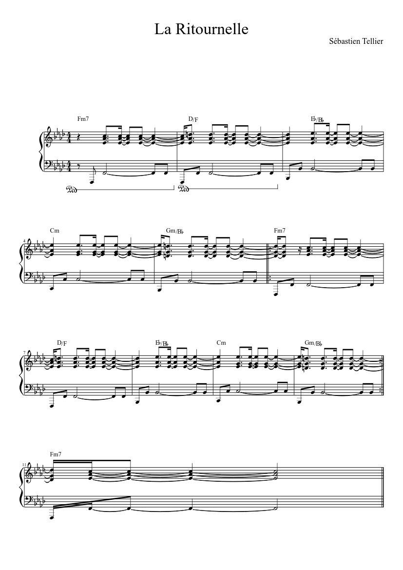 La Ritournelle - Sébastien Tellier Sheet music for Piano (Solo) |  Musescore.com