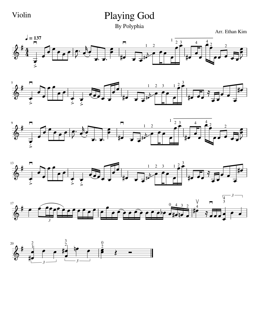 Playing God - Polyphia (WIP) Sheet music for Violin (Solo