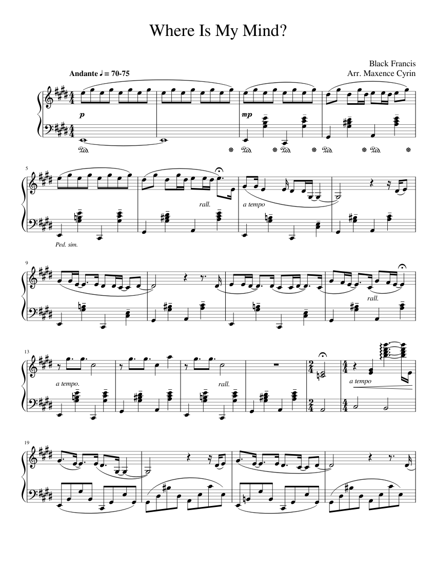 Where Is My Mind? Sheet music for Piano (Solo) | Musescore.com
